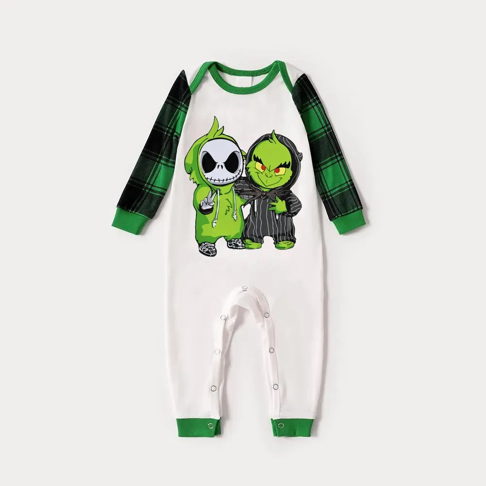 Christmas Cute Cartoon Print Family Matching Raglan Long-sleeve Pajamas Sets 2