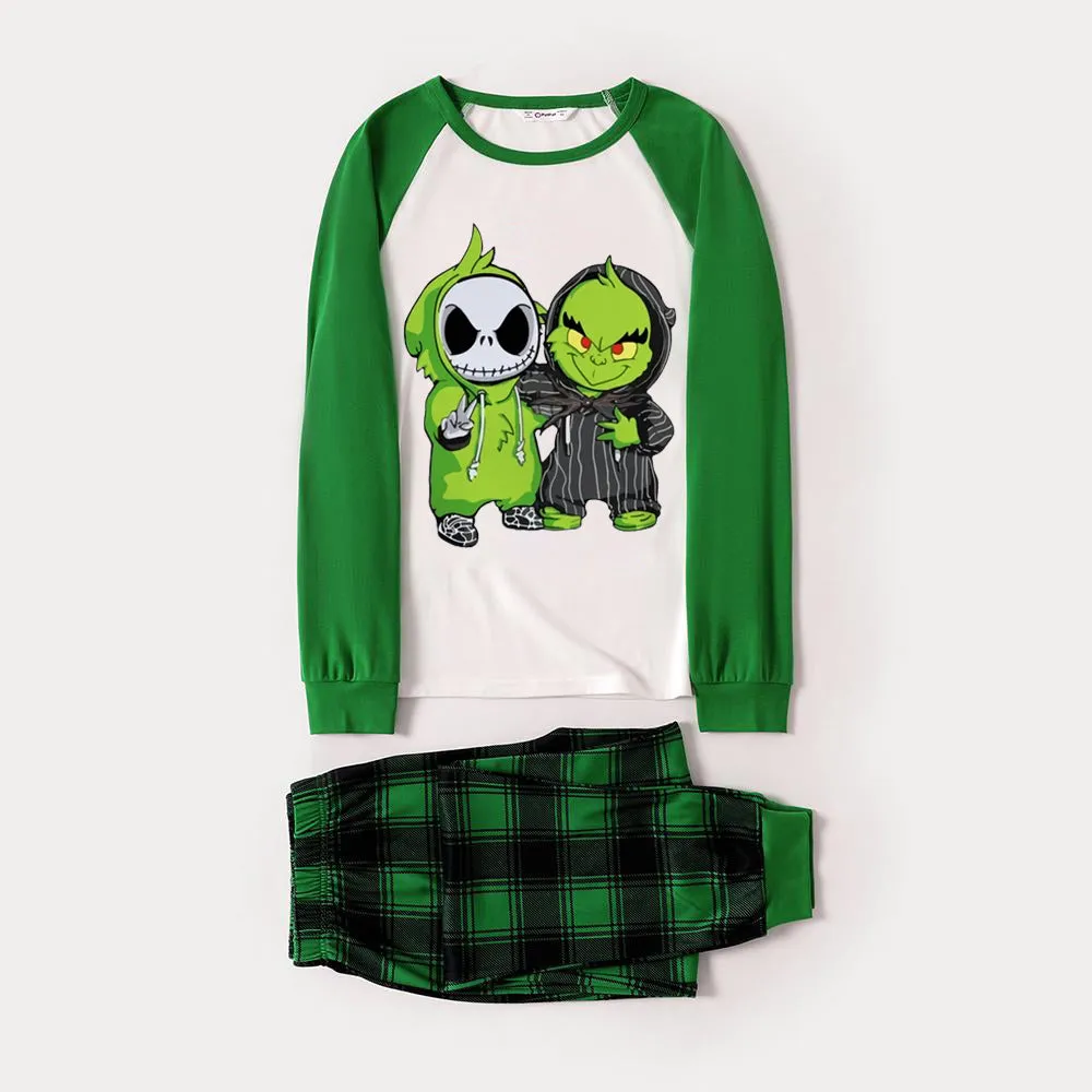 Christmas Cute Cartoon Print Family Matching Raglan Long-sleeve Pajamas Sets 2