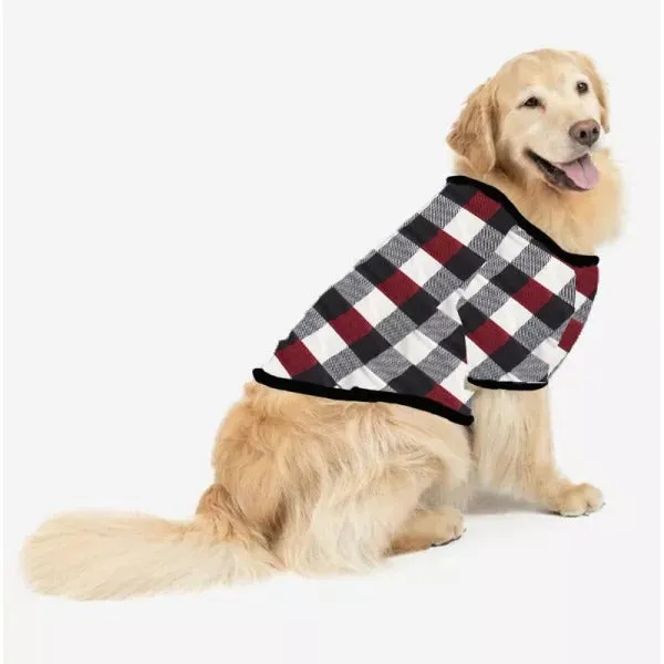 Christmas ‘ Family Christmas 2024’ Letter Print Patterned Casual Long Sleeve Sweatshirts Contrast Tops and Red & Black & White Plaid Pants Family Matching Pajamas Set With Dog Bandana