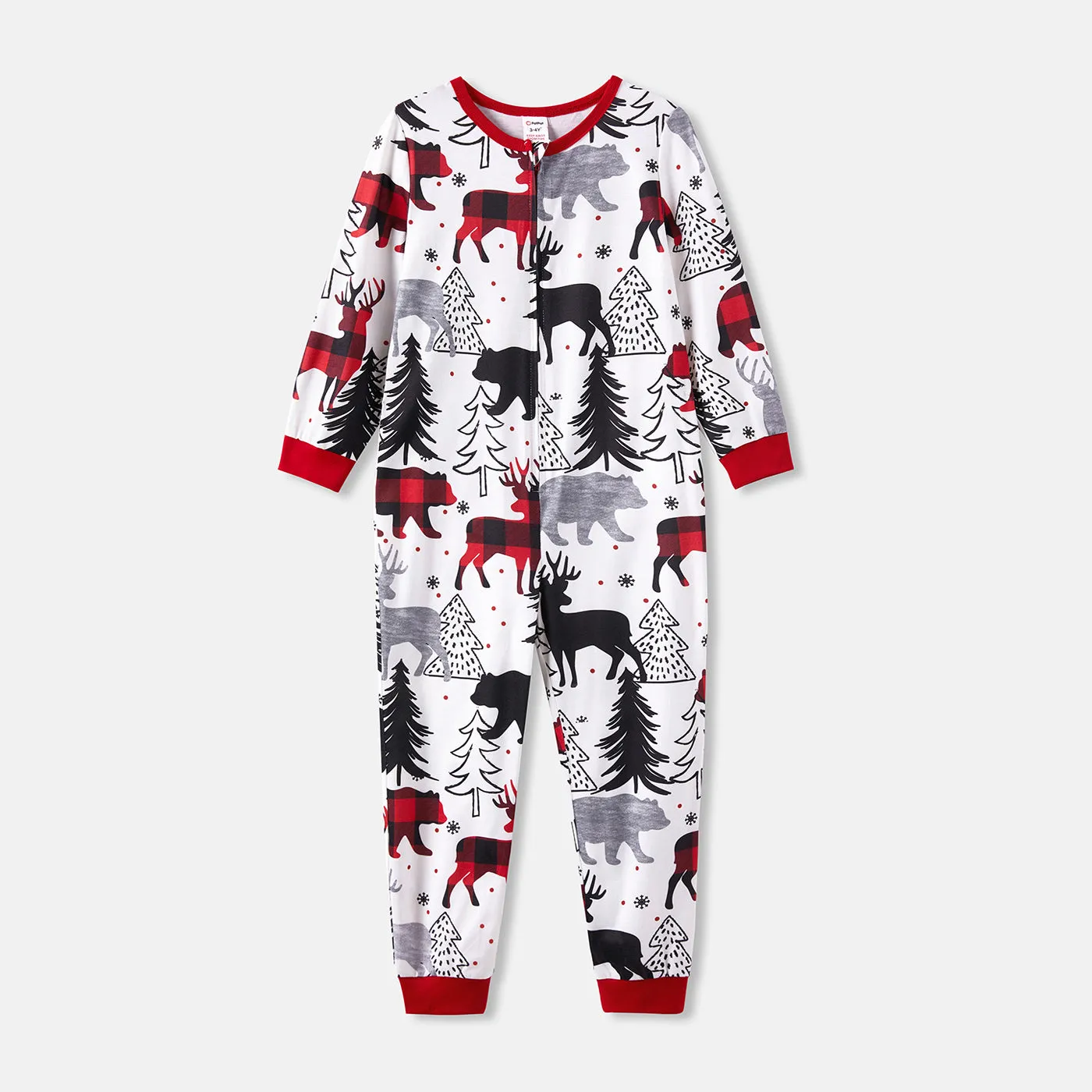 Christmas Family Matching Allover Print Long-sleeve Zipper Onesies Pajamas (Flame Resistant)
