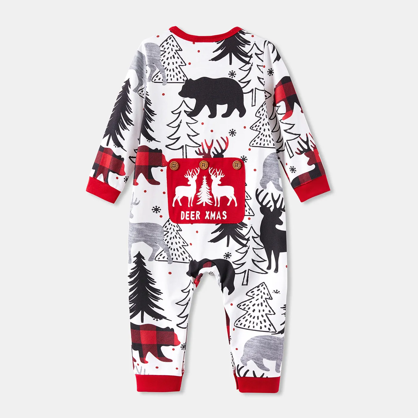 Christmas Family Matching Allover Print Long-sleeve Zipper Onesies Pajamas (Flame Resistant)