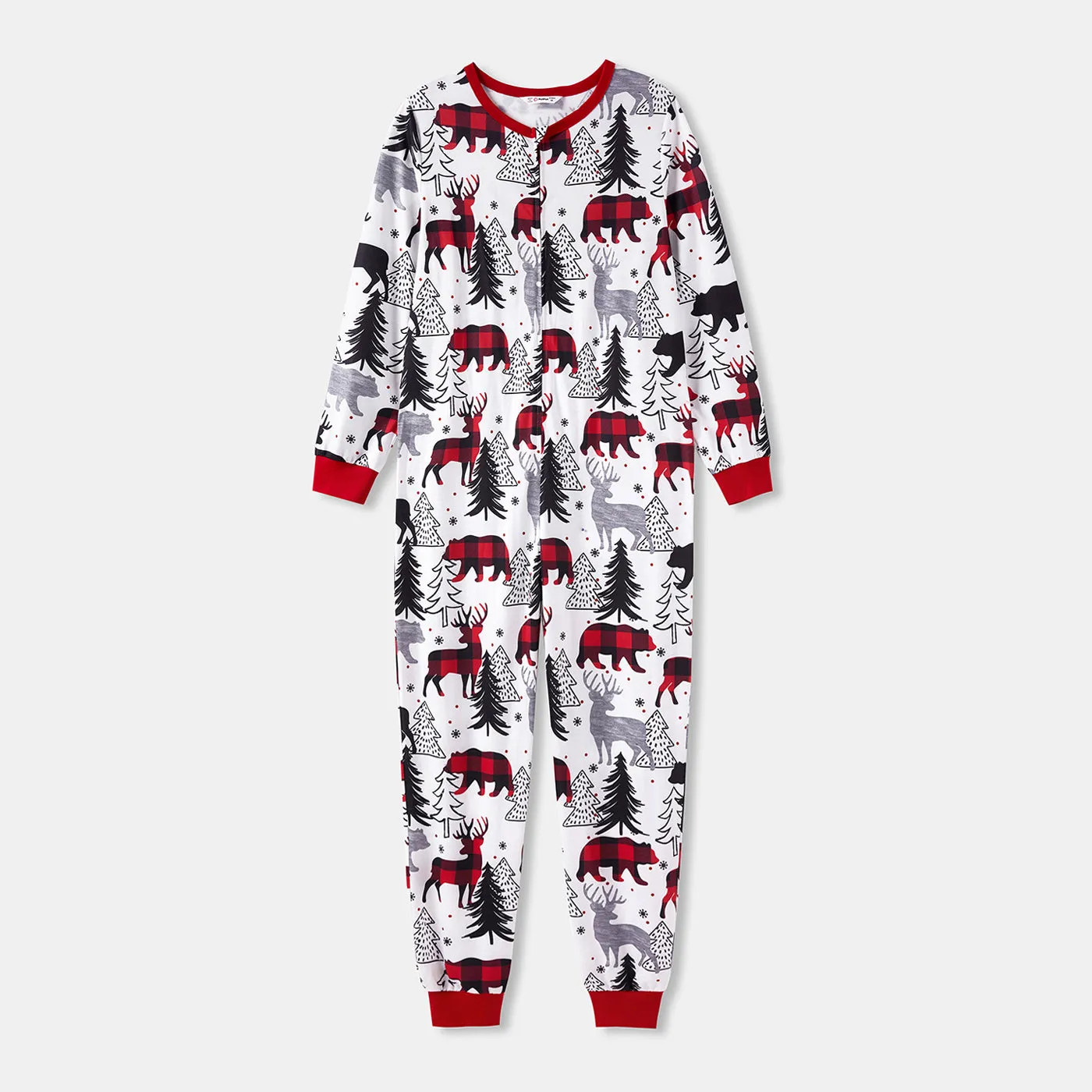 Christmas Family Matching Allover Print Long-sleeve Zipper Onesies Pajamas (Flame Resistant)