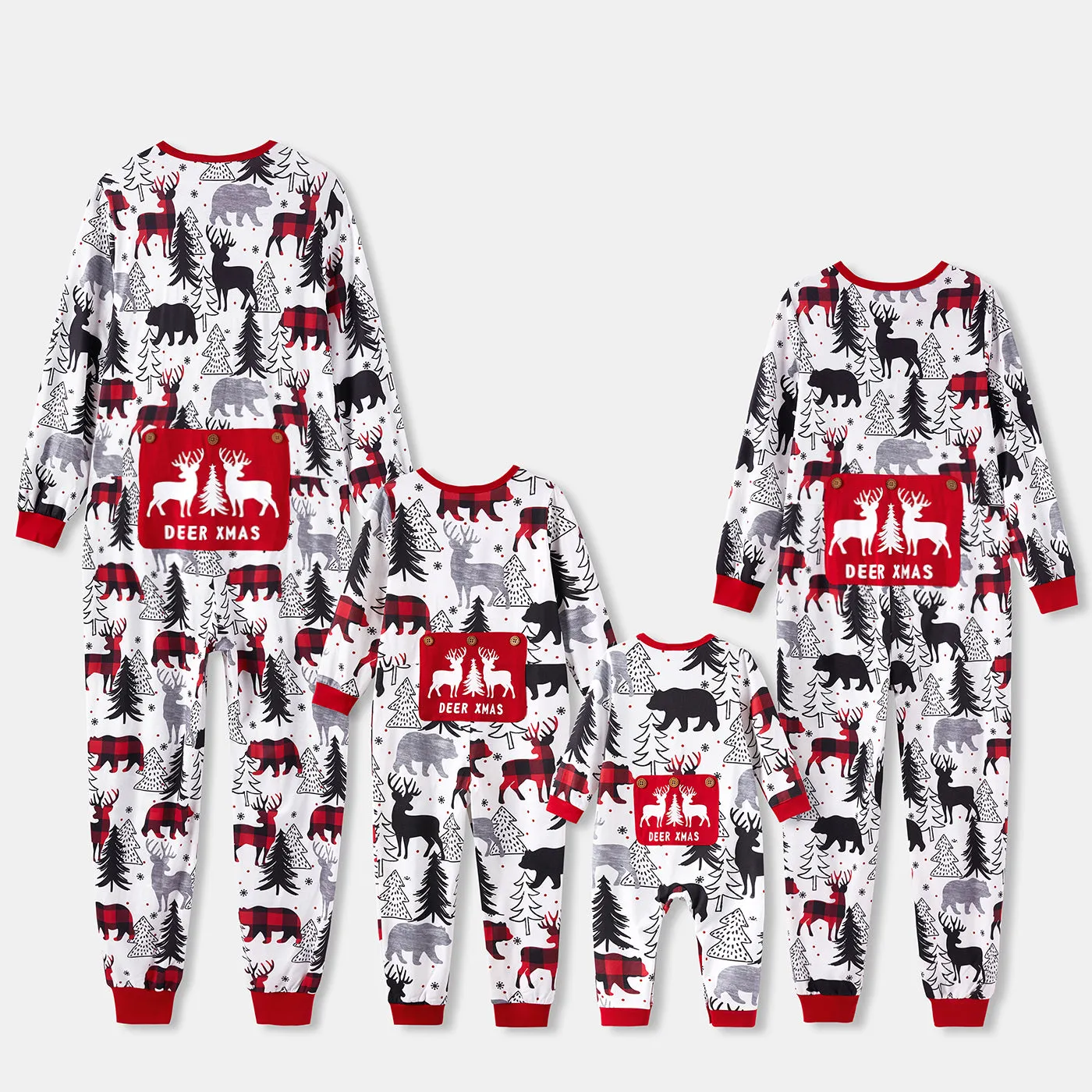 Christmas Family Matching Allover Print Long-sleeve Zipper Onesies Pajamas (Flame Resistant)