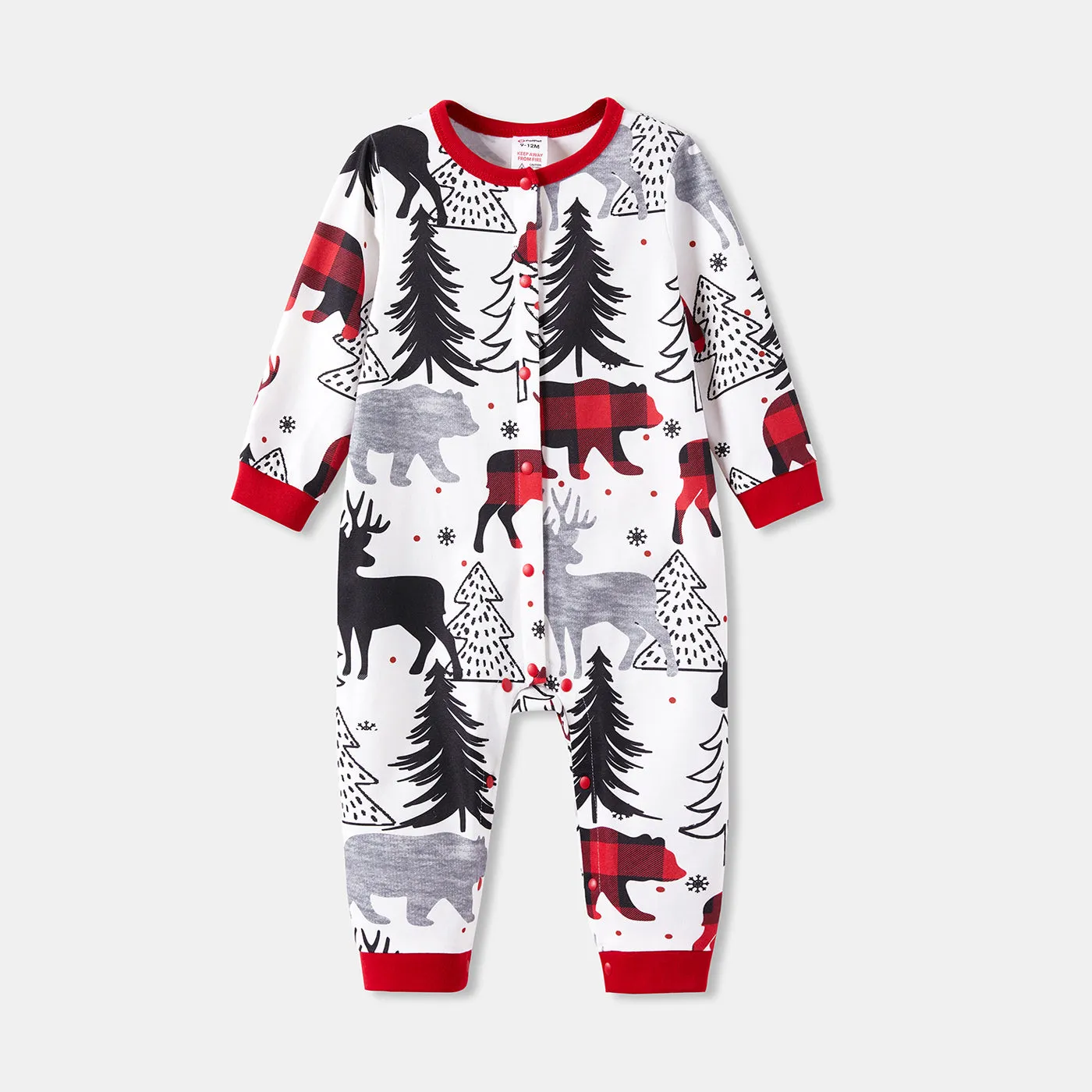 Christmas Family Matching Allover Print Long-sleeve Zipper Onesies Pajamas (Flame Resistant)