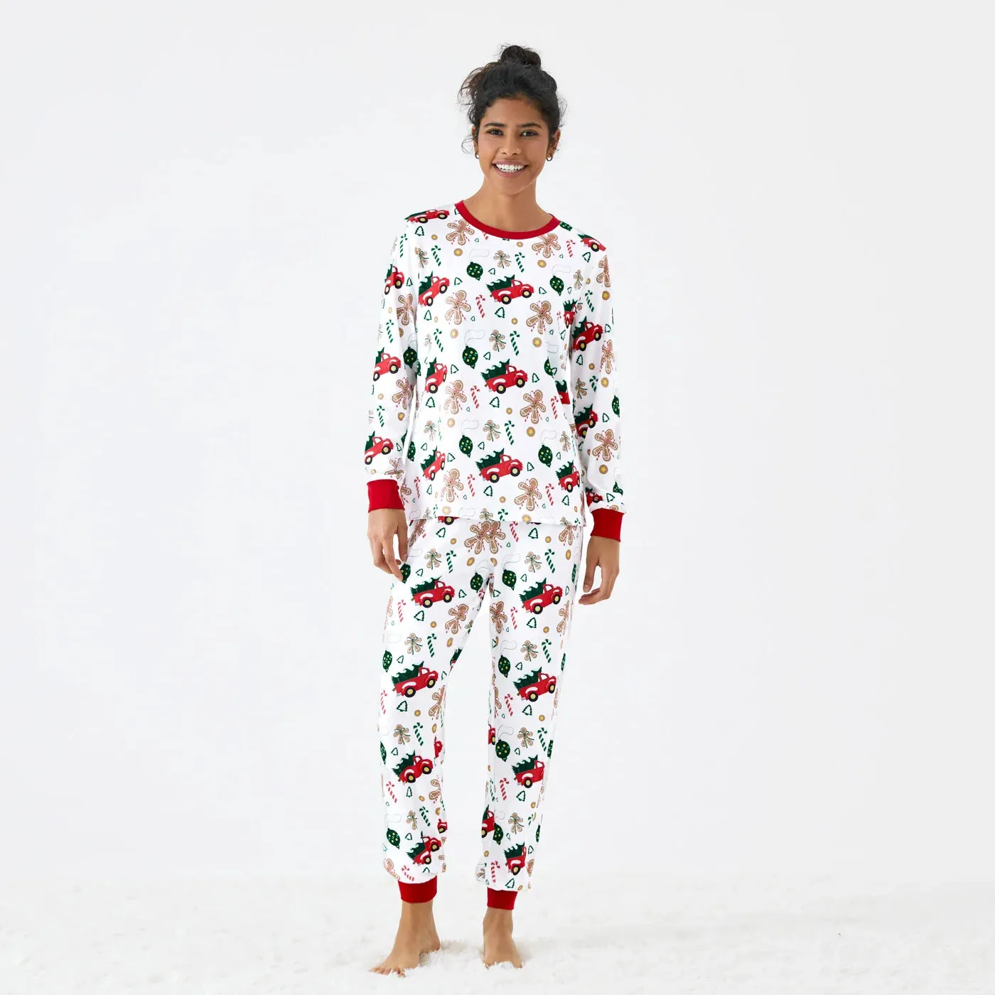 Christmas Family Matching Allover Red Truck Pajamas Sets