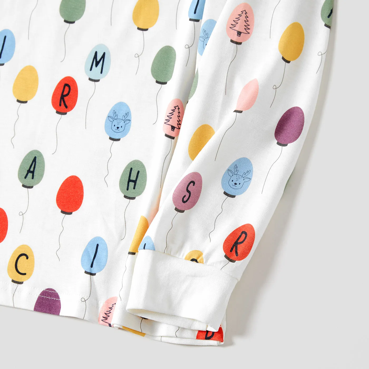 Christmas Family Matching Colorful Balloon Print Long-sleeve Pajamas Sets(Flame resistant)