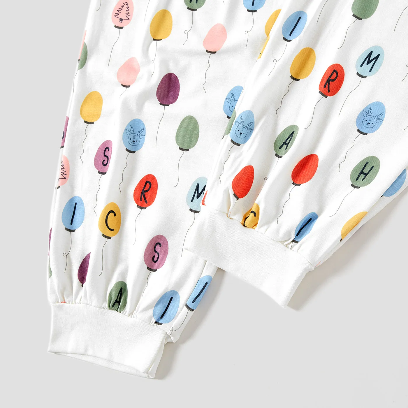Christmas Family Matching Colorful Balloon Print Long-sleeve Pajamas Sets(Flame resistant)