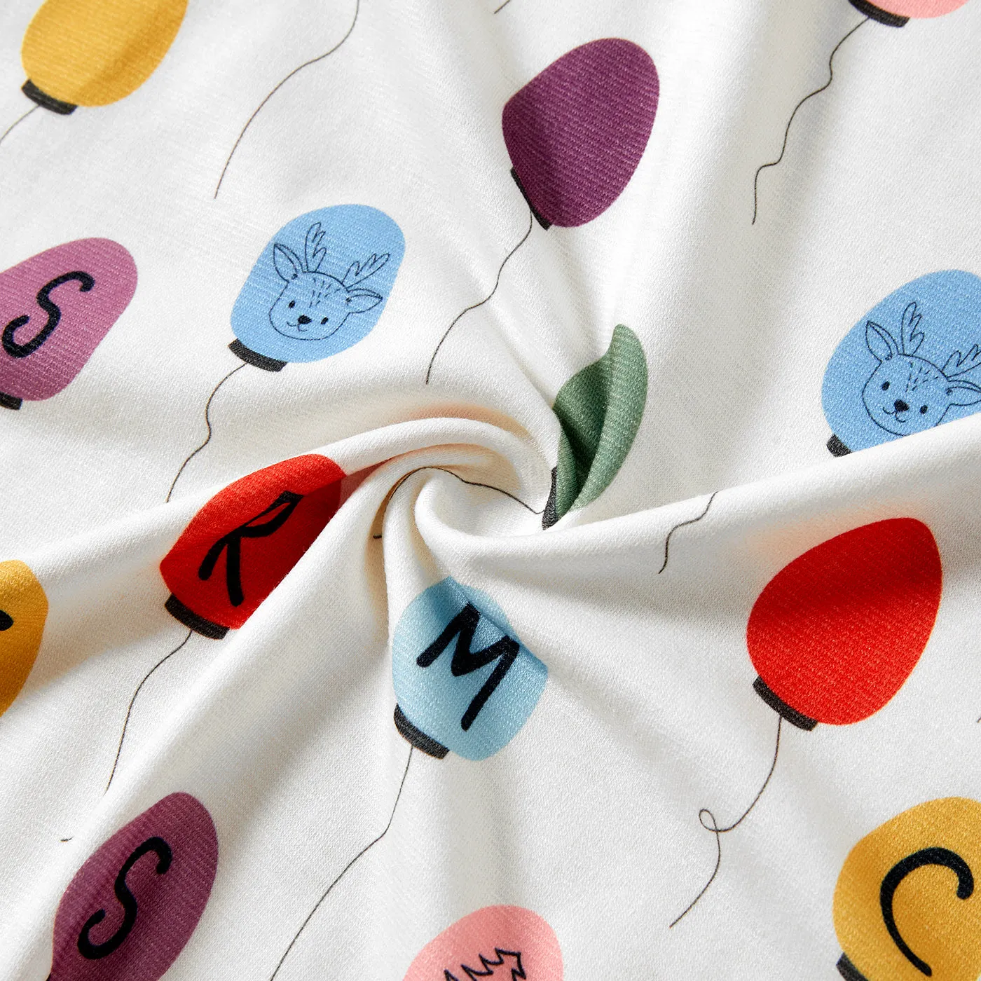 Christmas Family Matching Colorful Balloon Print Long-sleeve Pajamas Sets(Flame resistant)