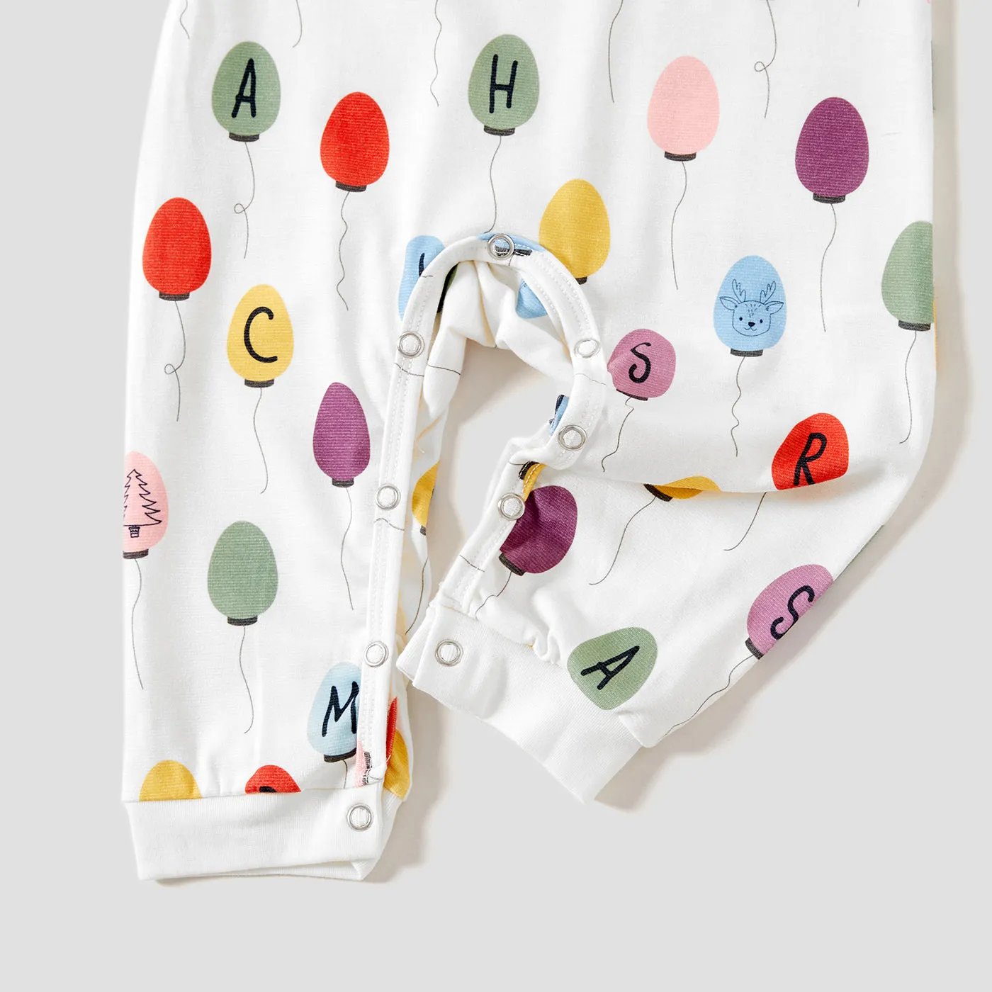 Christmas Family Matching Colorful Balloon Print Long-sleeve Pajamas Sets(Flame resistant)