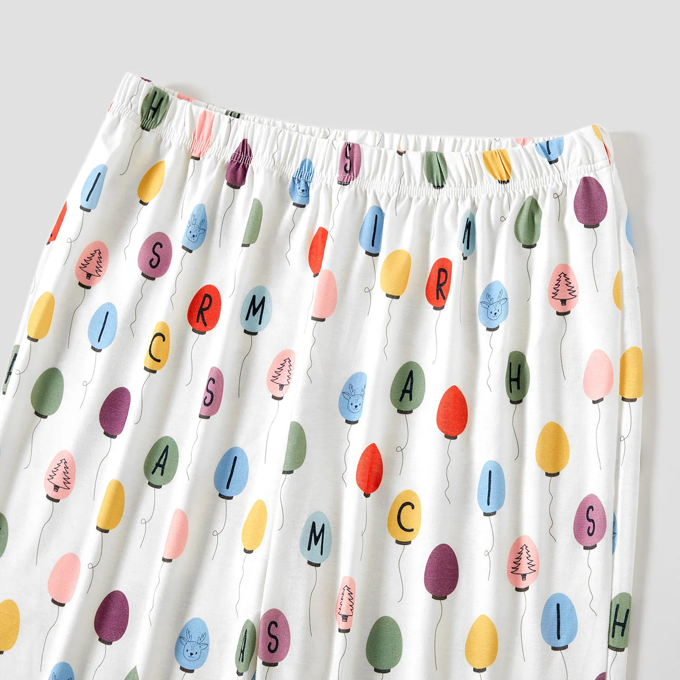 Christmas Family Matching Colorful Balloon Print Long-sleeve Pajamas Sets(Flame resistant)