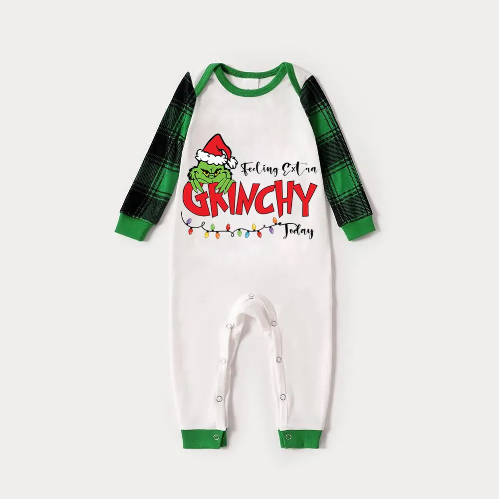 Christmas Hat Cartoon And Letter Print Family Matching Raglan Long-sleeve Pajamas Sets