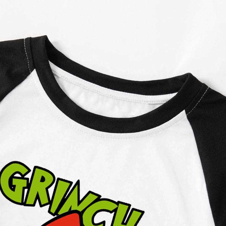 Christmas Letter Splice Contrast Top and Plaid Pants Family Matching Pajamas Sets