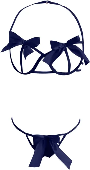 Christmas Lingerie for Women Sexy Cut Out Lingerie Set Two Piece Bra and Panty Bow Tie Silk Satin Strap Bralette Sleepwear