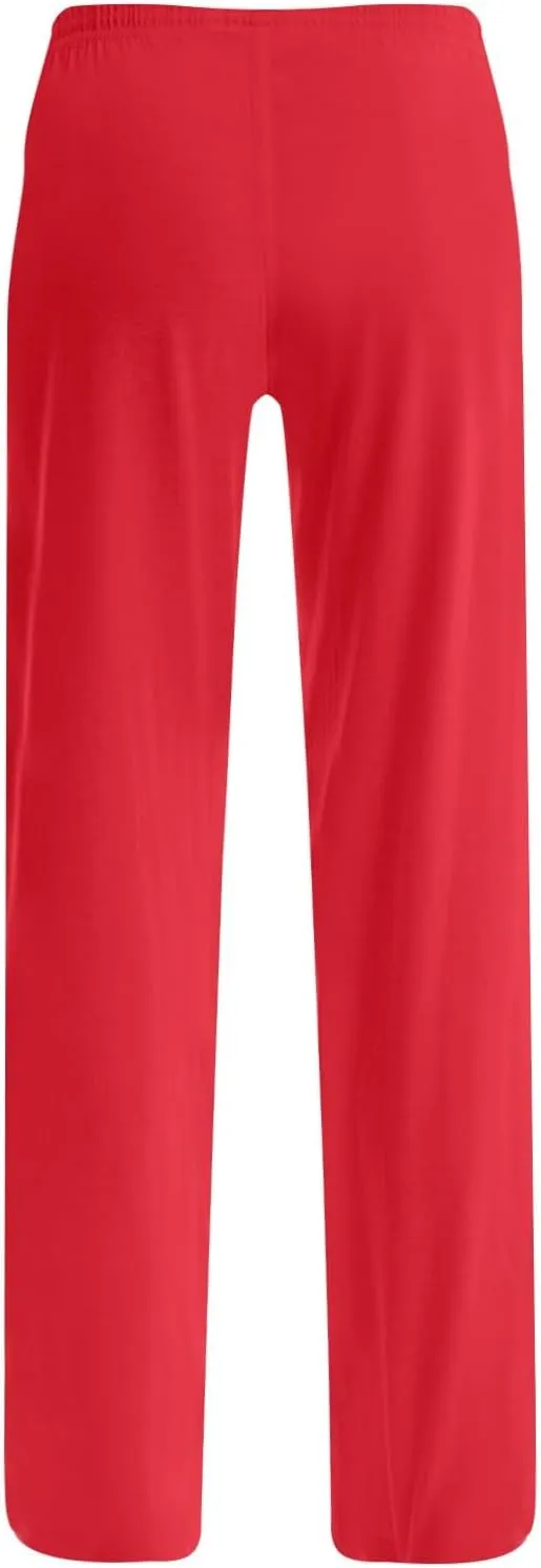 Christmas Pants for Women Buffalo Plaid High Waisted Sleep Trousers Elastic Waistband Straight Leg Loungewear Pants