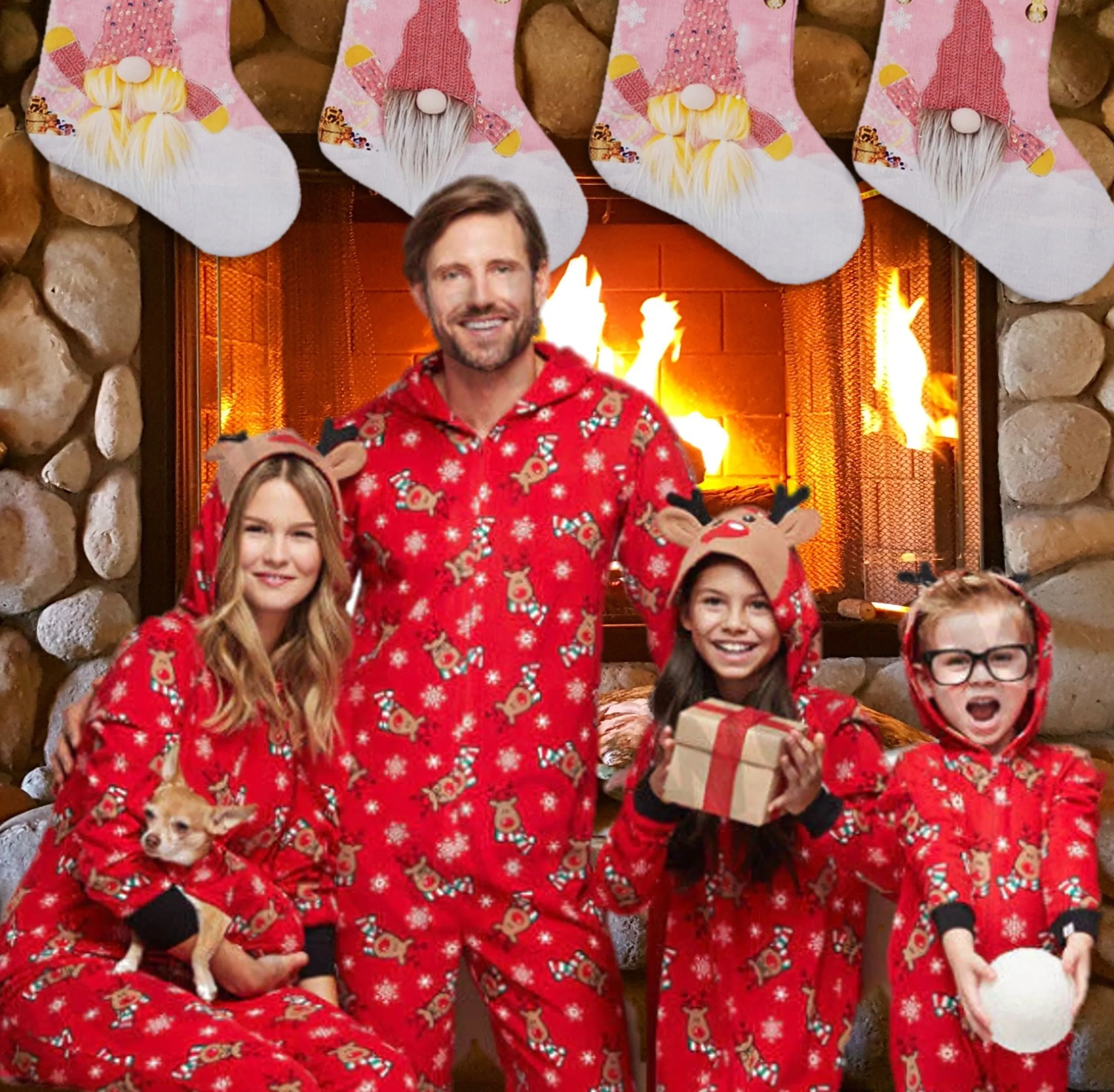 Christmas Rompers or PJs for the Family. Matching Jumpsuit Zipper Pajamas-Parents, Kids. WickedYo