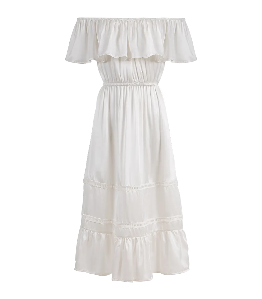 Chrysanthi Silk Off Shoulder Long Dress