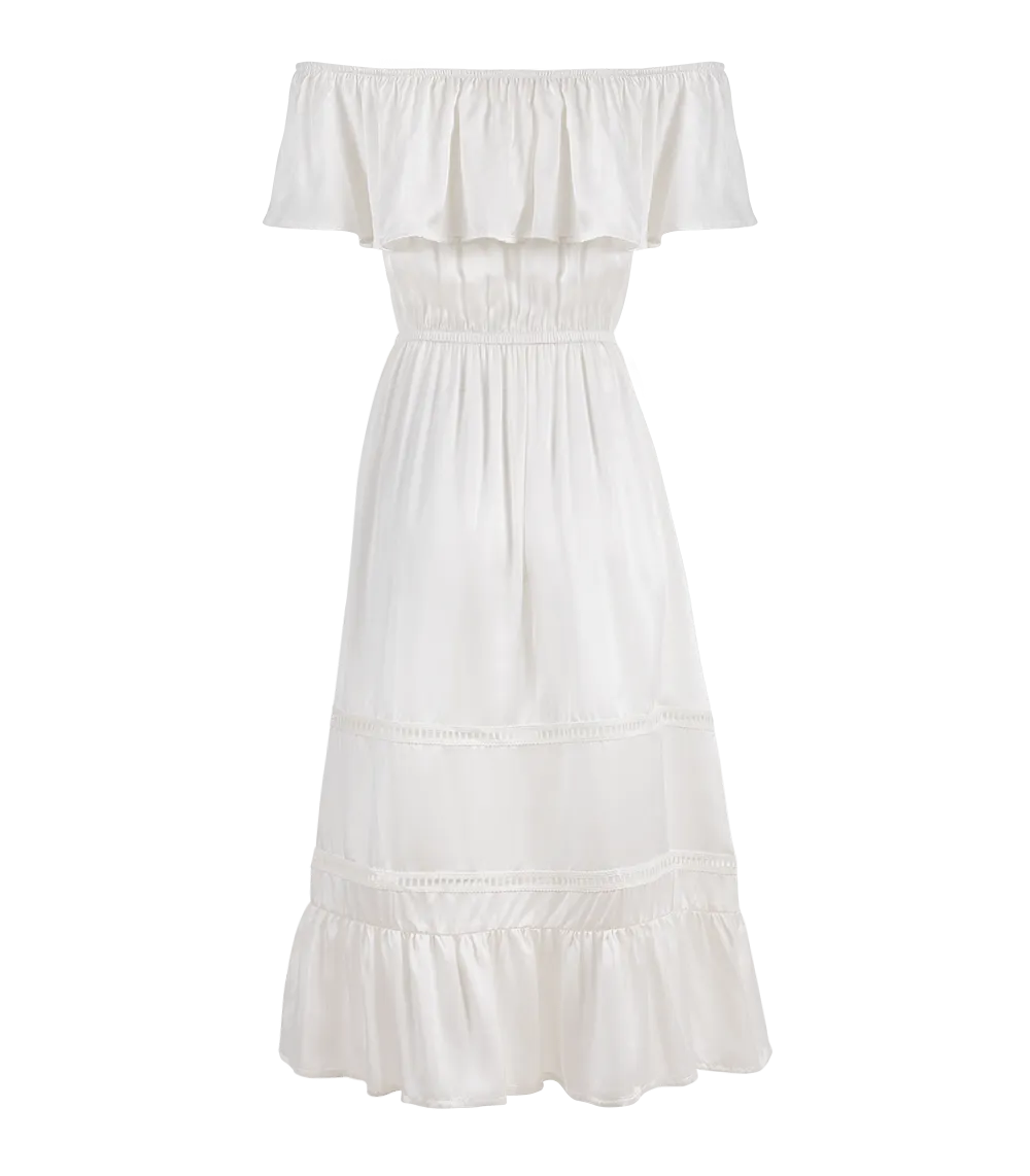 Chrysanthi Silk Off Shoulder Long Dress