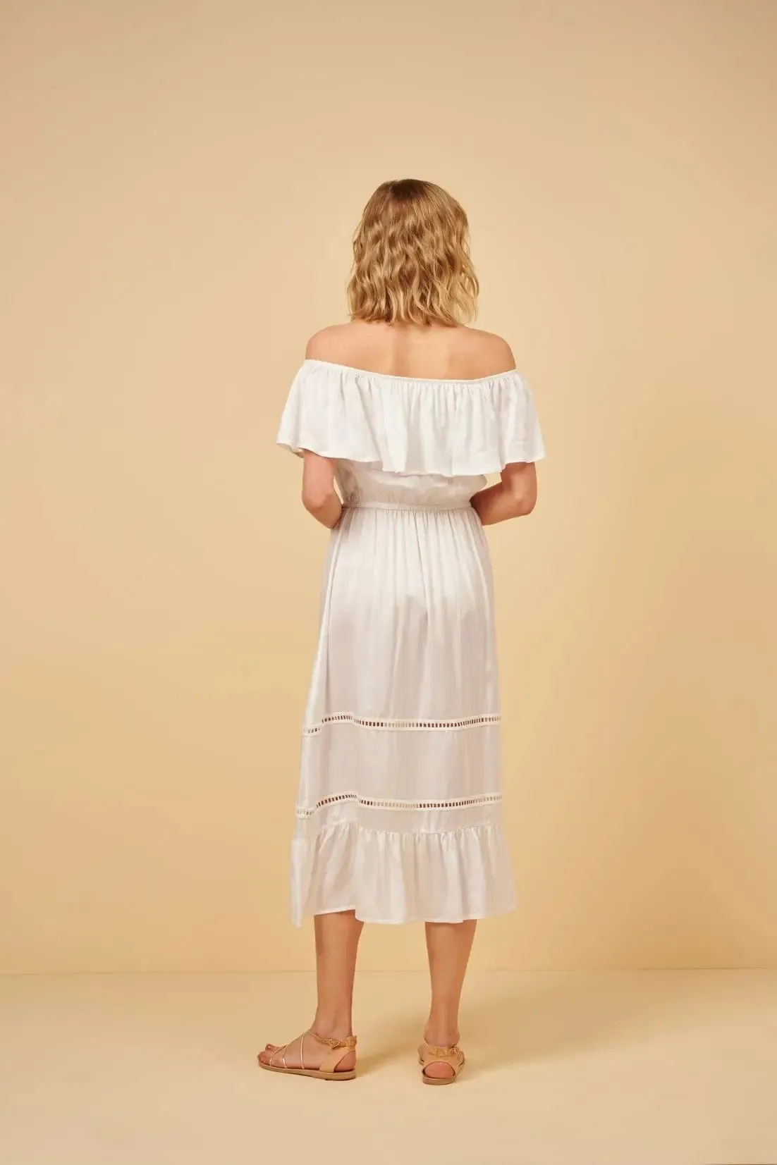 Chrysanthi Silk Off Shoulder Long Dress