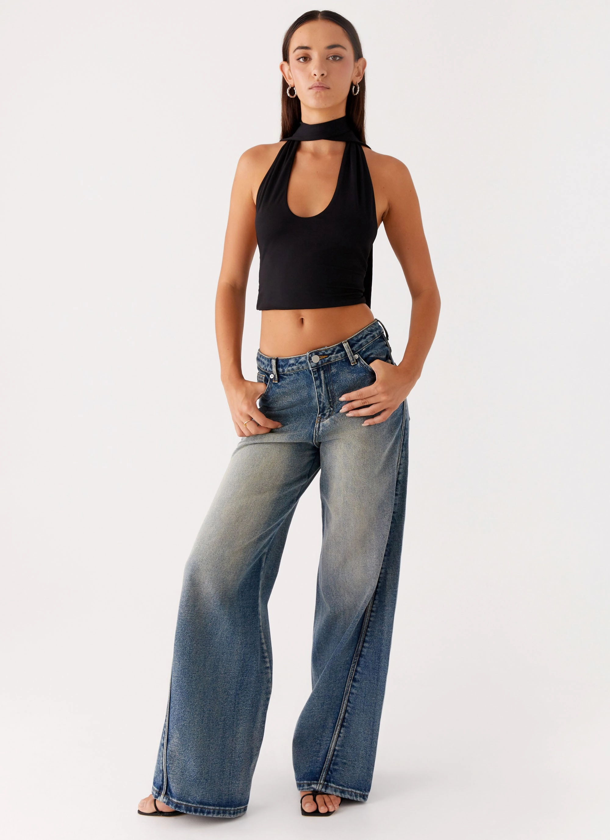 BreathableBackVents Chrysta Halterneck Top - Black