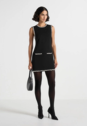Cia - Embellished Sheath Mini Dress - Black Fall Fashion