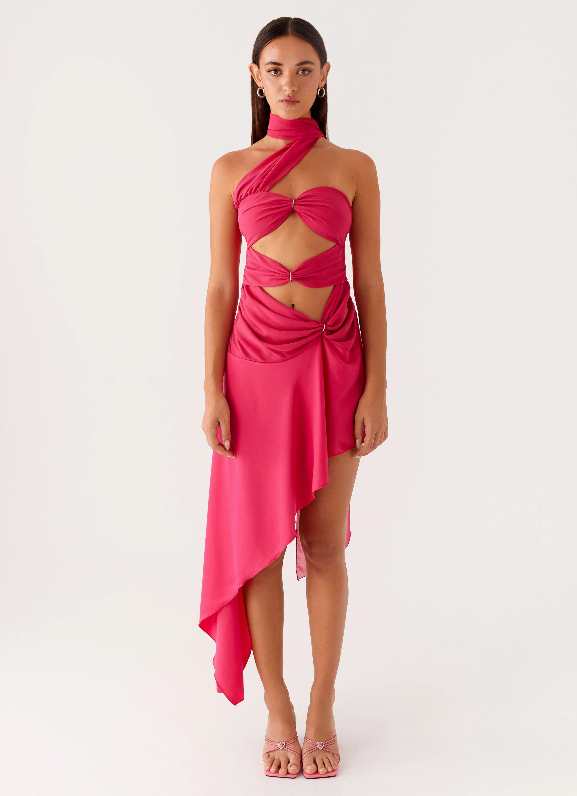 Circa Scarf Midi Dress - Hot Pink EcoFriendlyDye Bright Petal