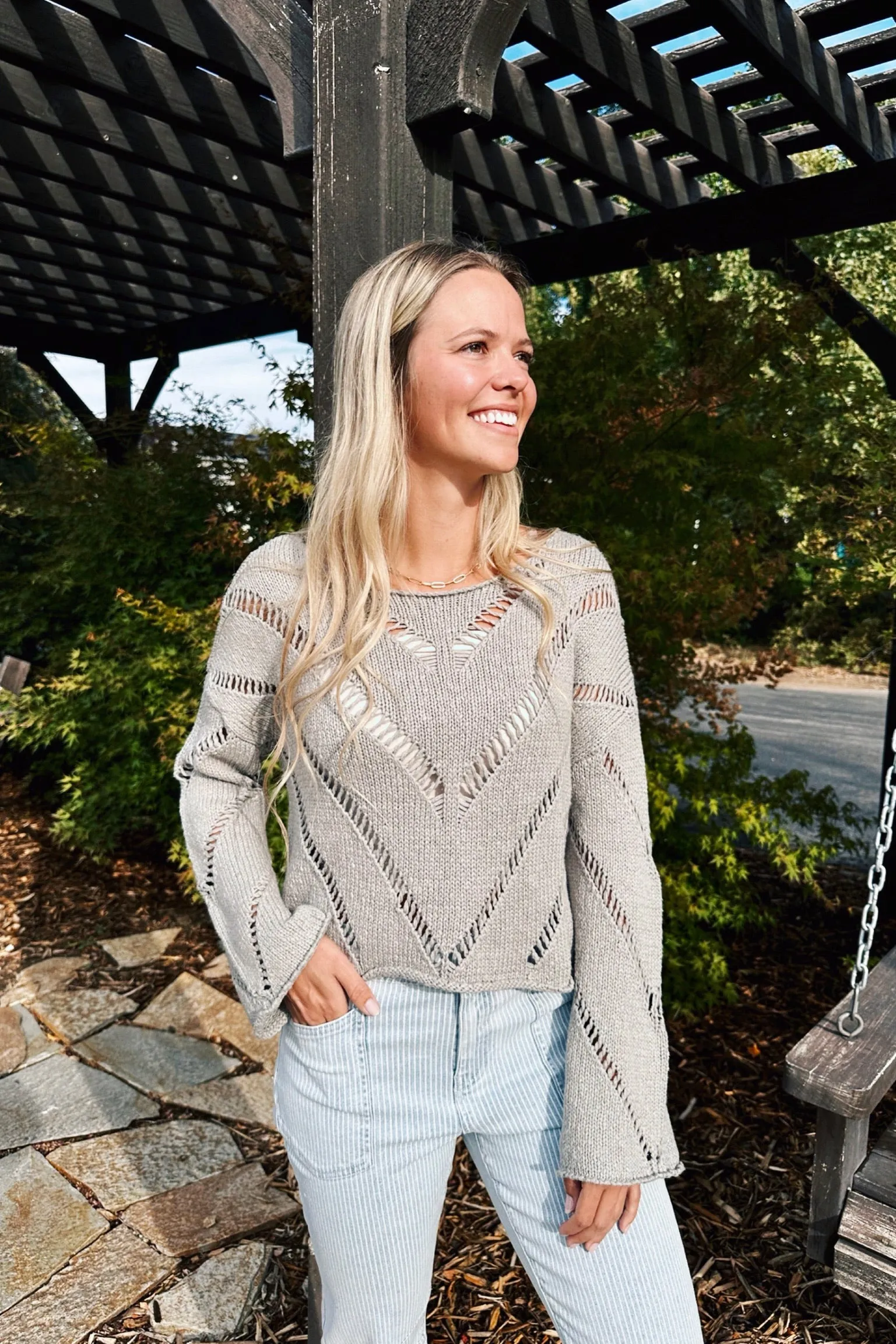 Undone Charm Knit Sweater Layered Collar