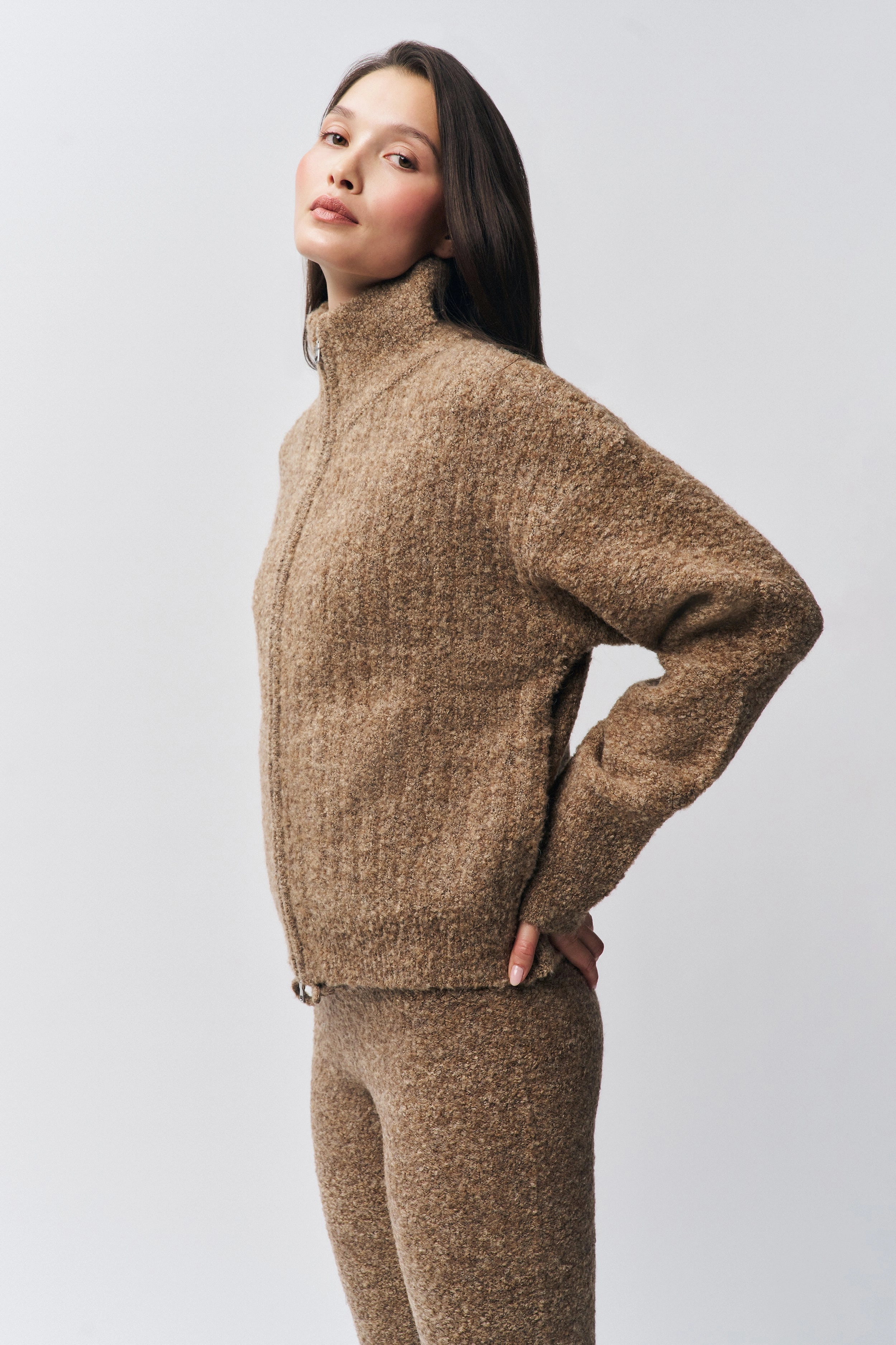 Mila Zip Up Daily Casual Style Recycled Polyester Yarn