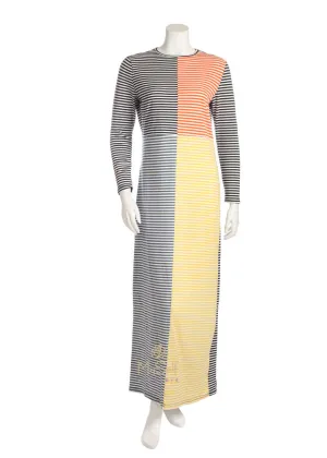 Citrus Navy Orange and White Colorblock Striped Nightgown