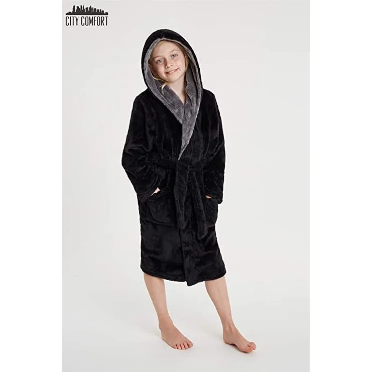 CityComfort Dressing Gown Boys, Kids Fleece Hooded Dressing Gown