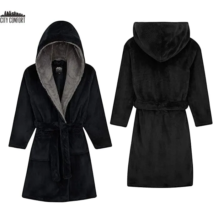 CityComfort Dressing Gown Boys, Kids Fleece Hooded Dressing Gown