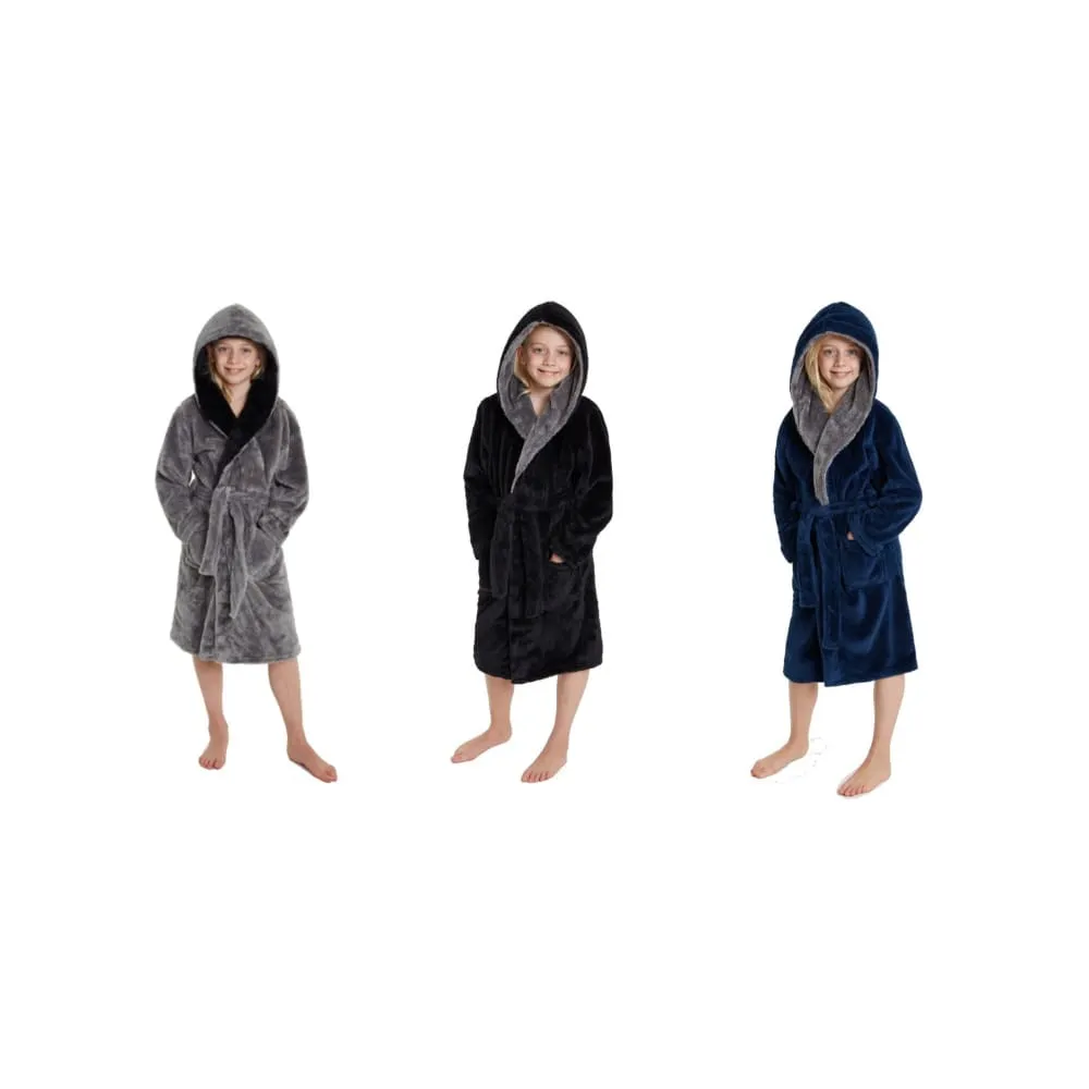 CityComfort Dressing Gown Boys, Kids Fleece Hooded Dressing Gown