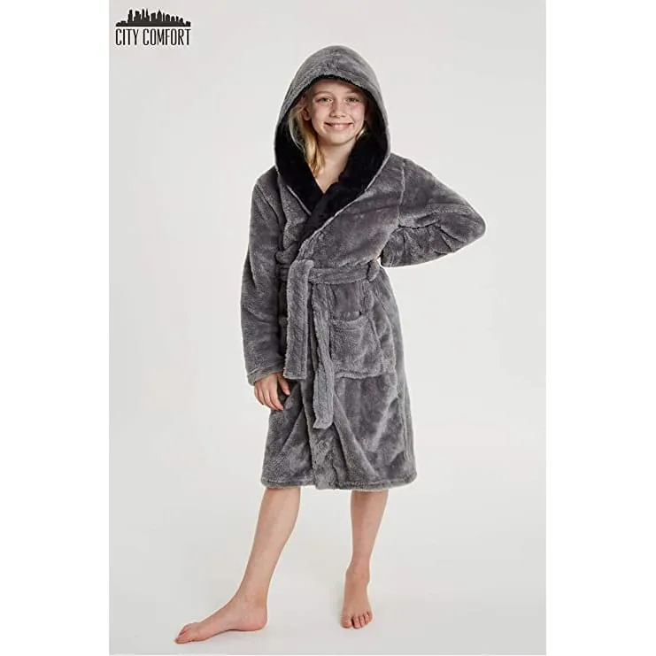 CityComfort Dressing Gown Boys, Kids Fleece Hooded Dressing Gown