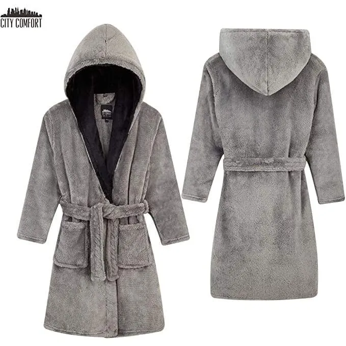 CityComfort Dressing Gown Boys, Kids Fleece Hooded Dressing Gown
