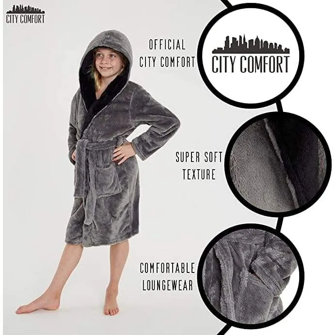 CityComfort Dressing Gown Boys, Kids Fleece Hooded Dressing Gown