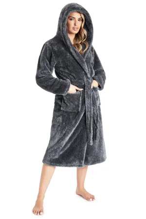CityComfort Dressing Gown Women with Hood,  Ladies Dressing Gown in Super Soft Fleece