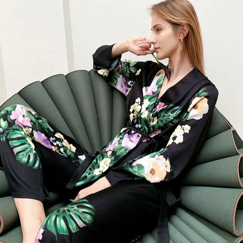 Clara Floral Silk Pajama Set