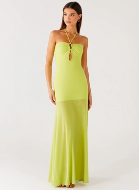 Effortless Tailoring Stylish Appearance Claria Maxi Dress - Lime