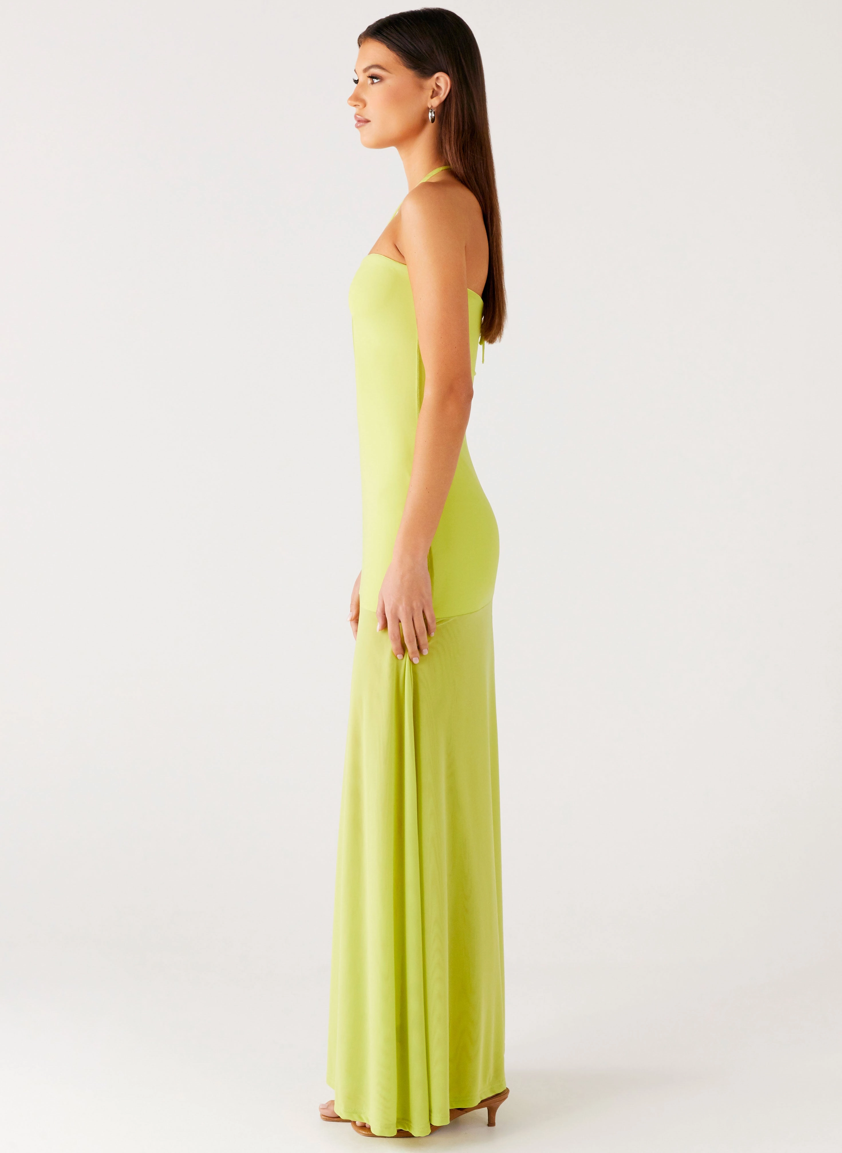 Claria Maxi Dress - Lime Silk Air Versatile Style Wear