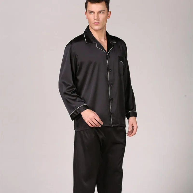 Classic Men's Long Sleeve Satin Pajama Set