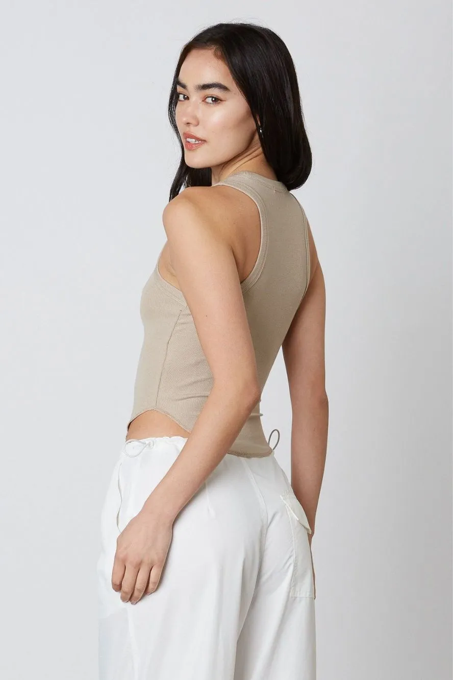 DropShoulder AntiStaticFabric Classic Tank - Beige