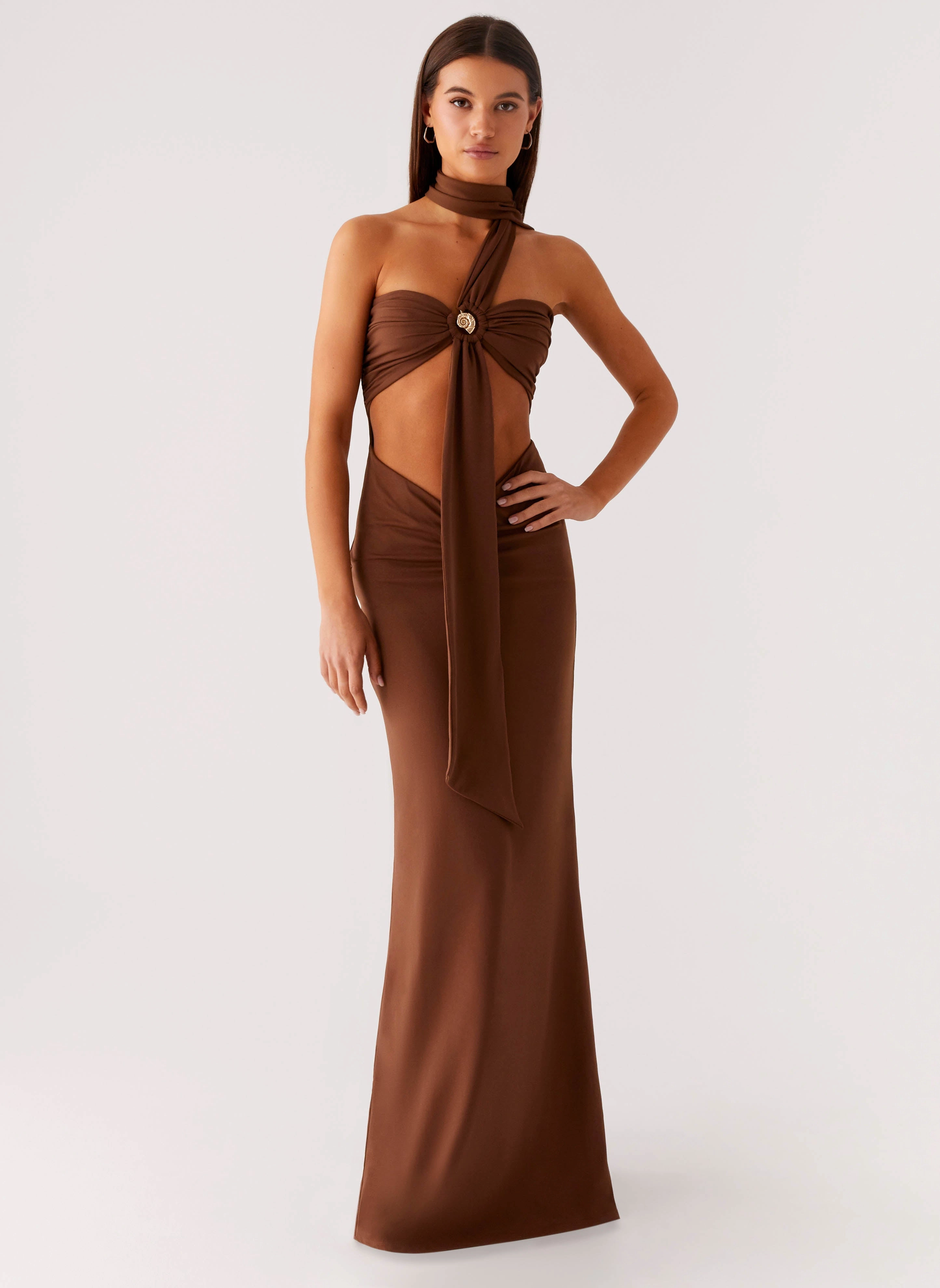 Olive Bloom Maxi Dress - Chocolate Breathable-Lining Photo Bright