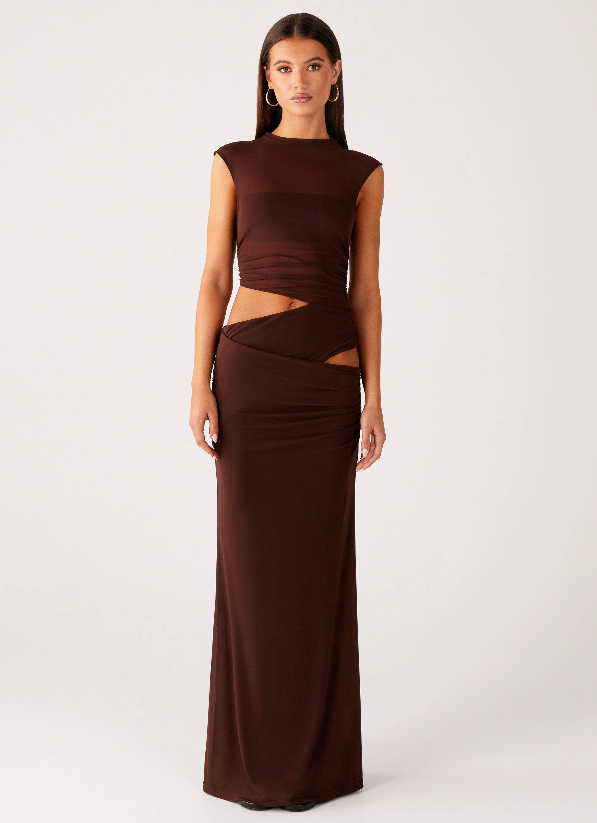 All Fit Tailored Waistband Briony Maxi Dress - Cool Chocolate
