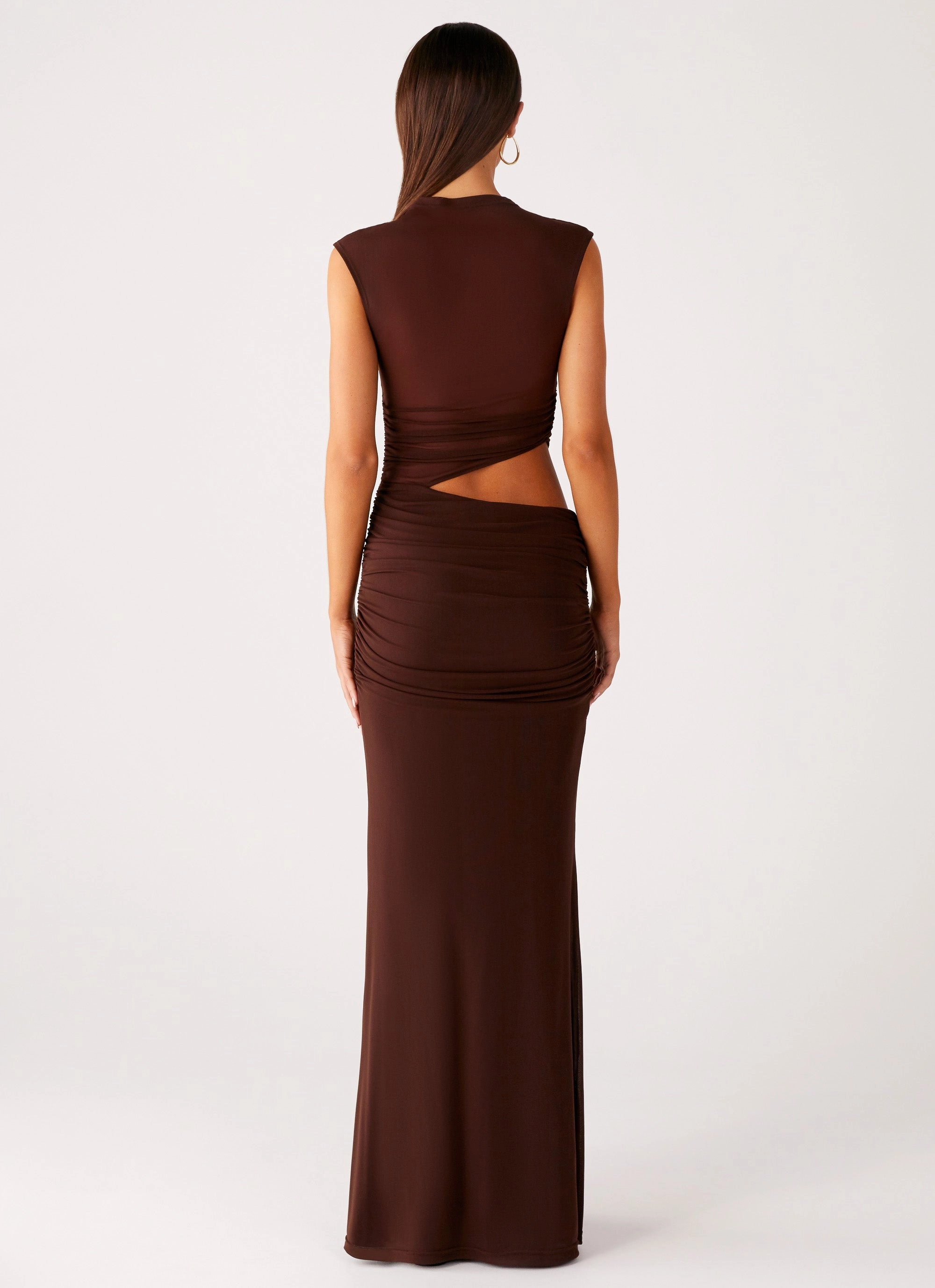 Form Fitting Party Floral Briony Maxi Dress - Cool Chocolate