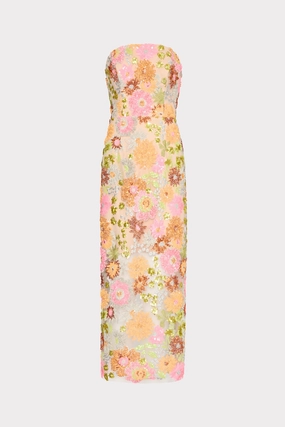Happy Fit Minimalist Waist Kait Floral Blossom Sequins Dress