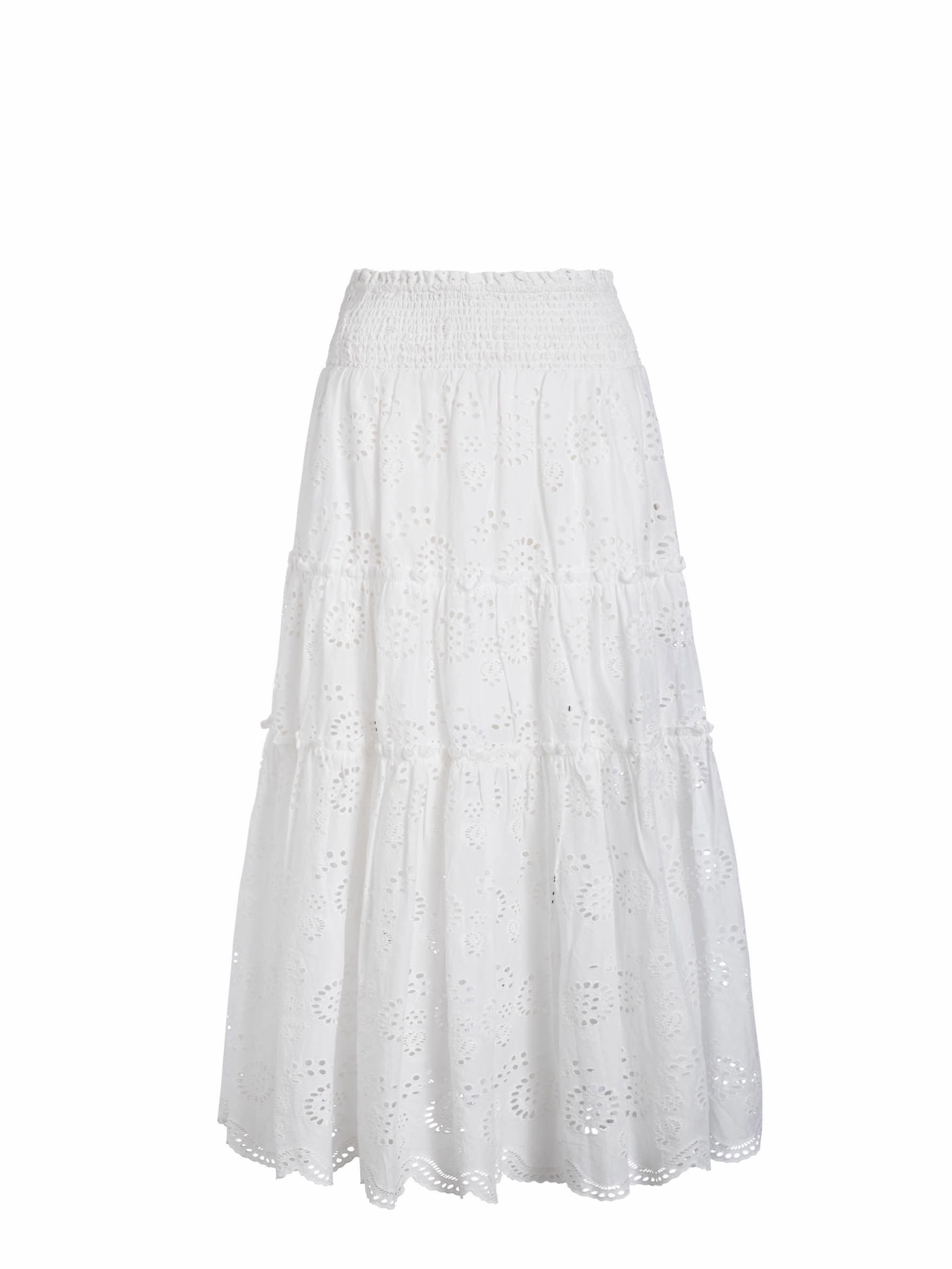 Charlie Skirt In Fresh White Eyelet smooth zipper Crisp Finish