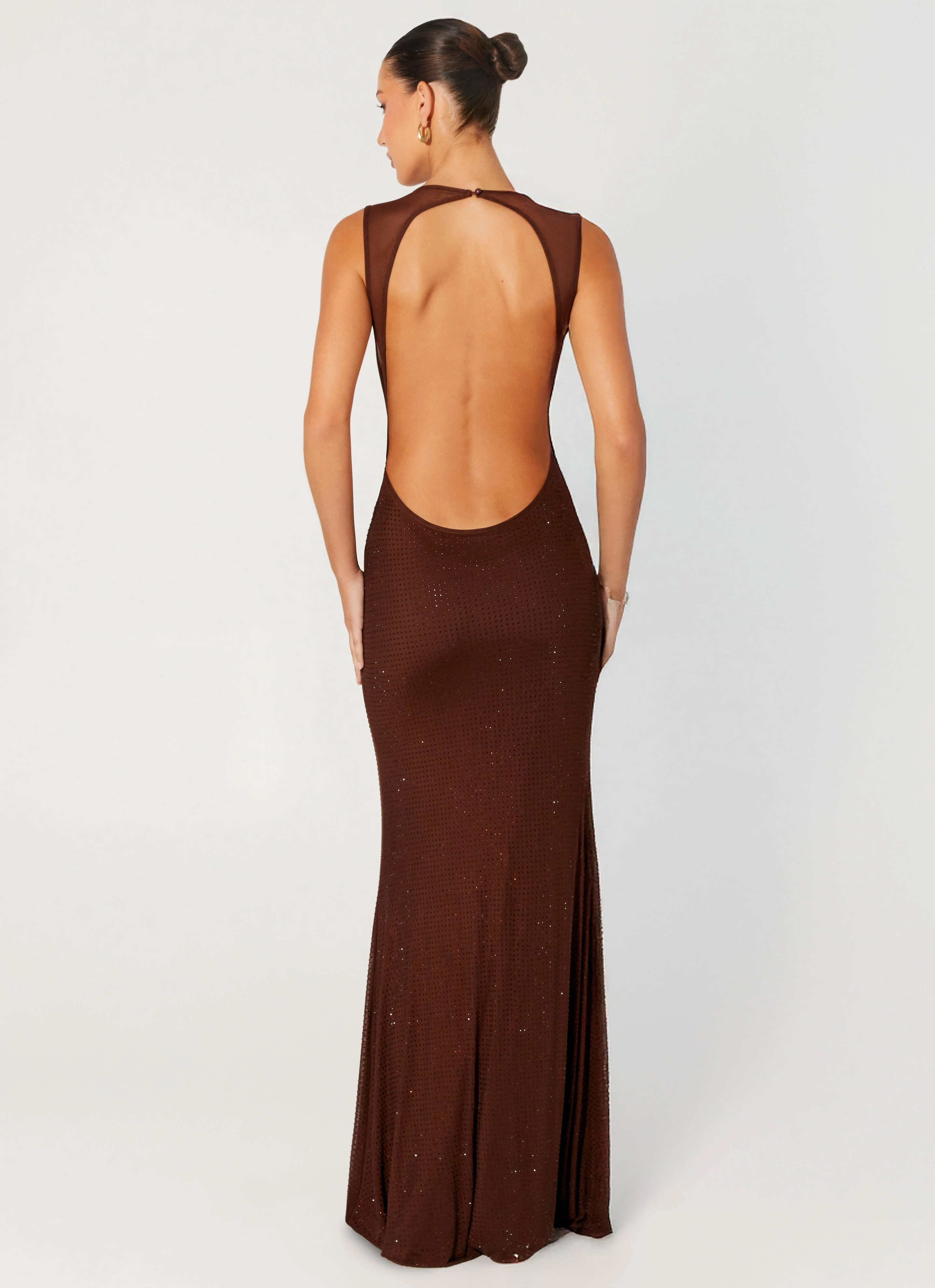 Hot Sequins Maxi Dress - Chocolate Soft Tone Soft Feel