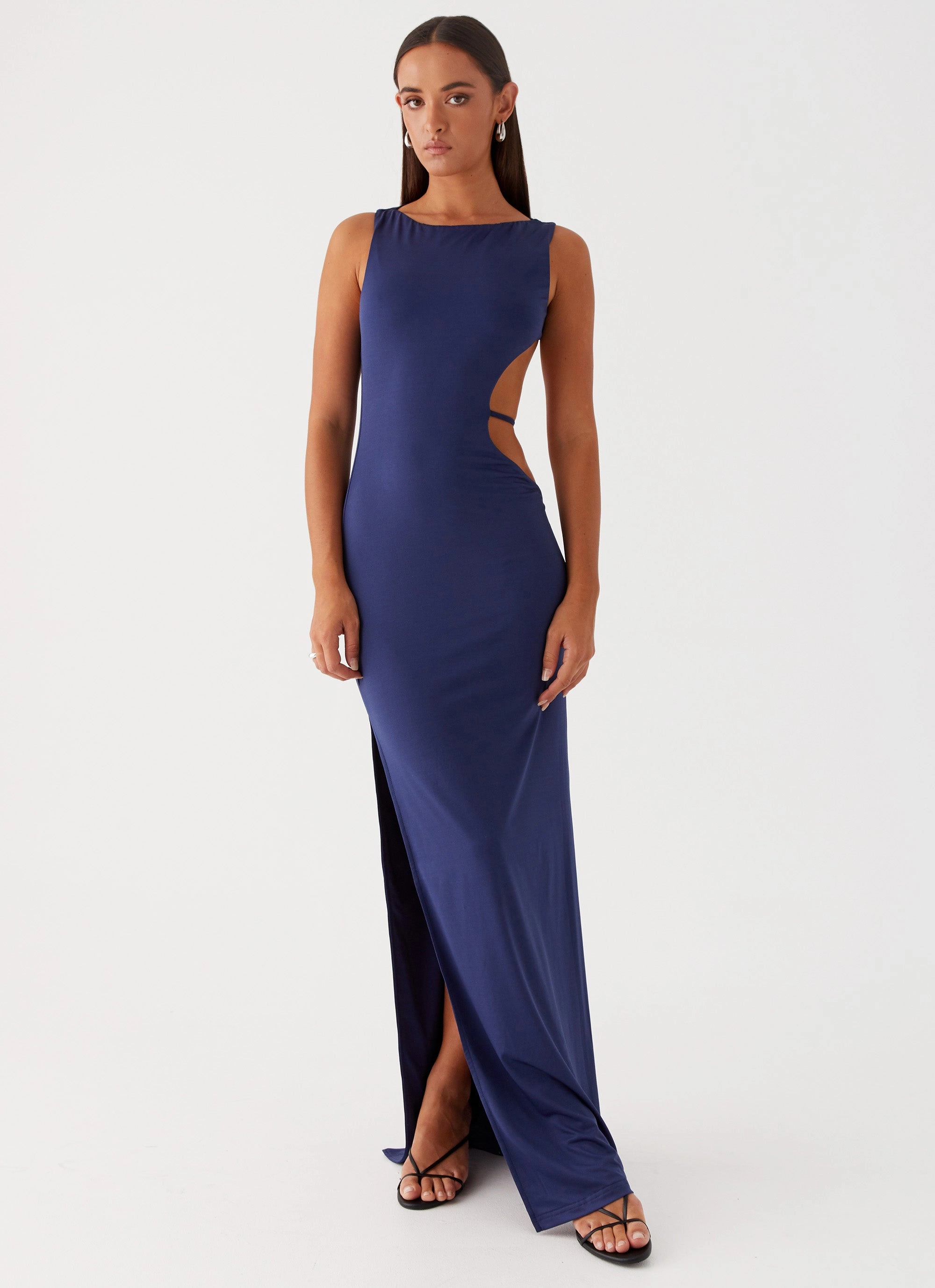 confident look Kimono-Sleeve Sutton Maxi Dress - Navy