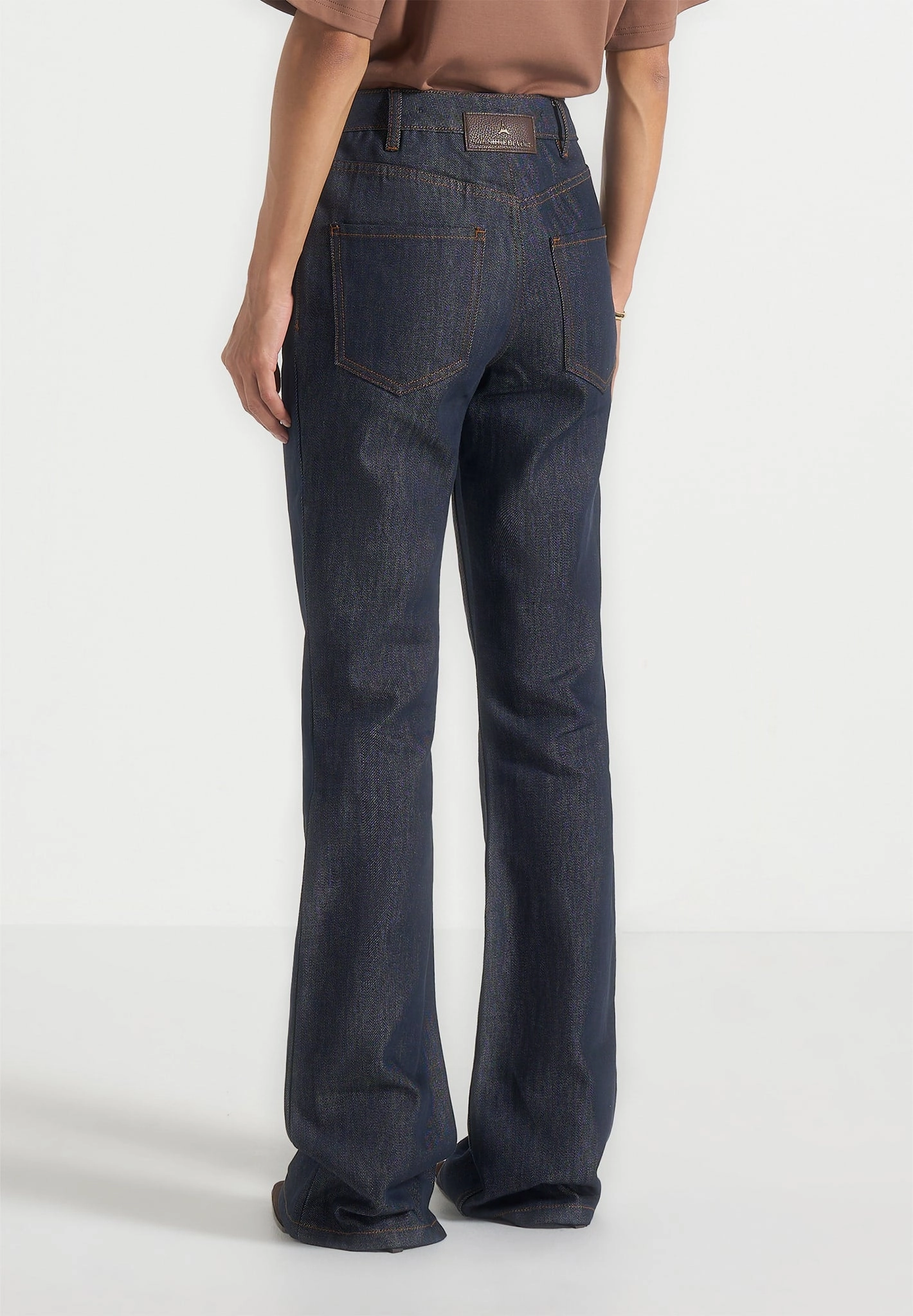 Abbie - Stacked Fit And Flare Jeans - Indigo Stylish Touch Couple Look Work Ready