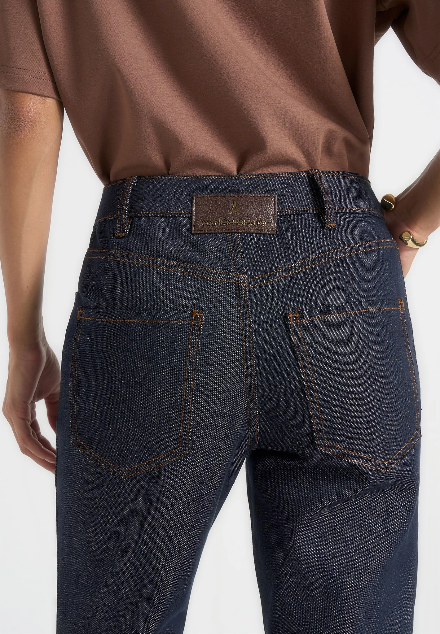 Abbie - Stacked Fit And Flare Jeans - Indigo Friction Free Inner Lining Daily Uniform