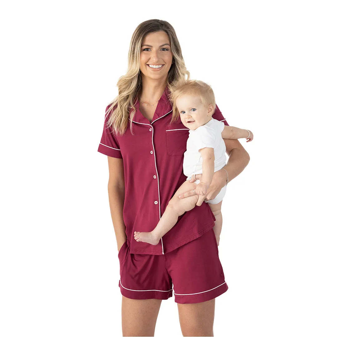 Clea Bamboo Classic Short Sleeve Pajama Set | Deep Berry